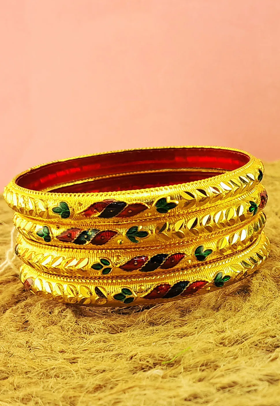 Golden Polished Bangle Set