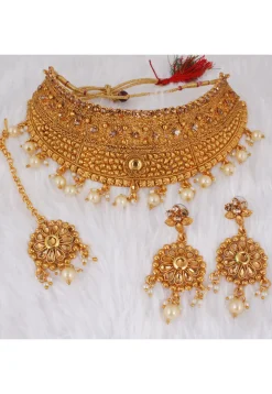 Golden Polished Choker Necklace Set