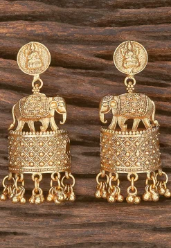 Golden Polished Jhumka Style Earrings