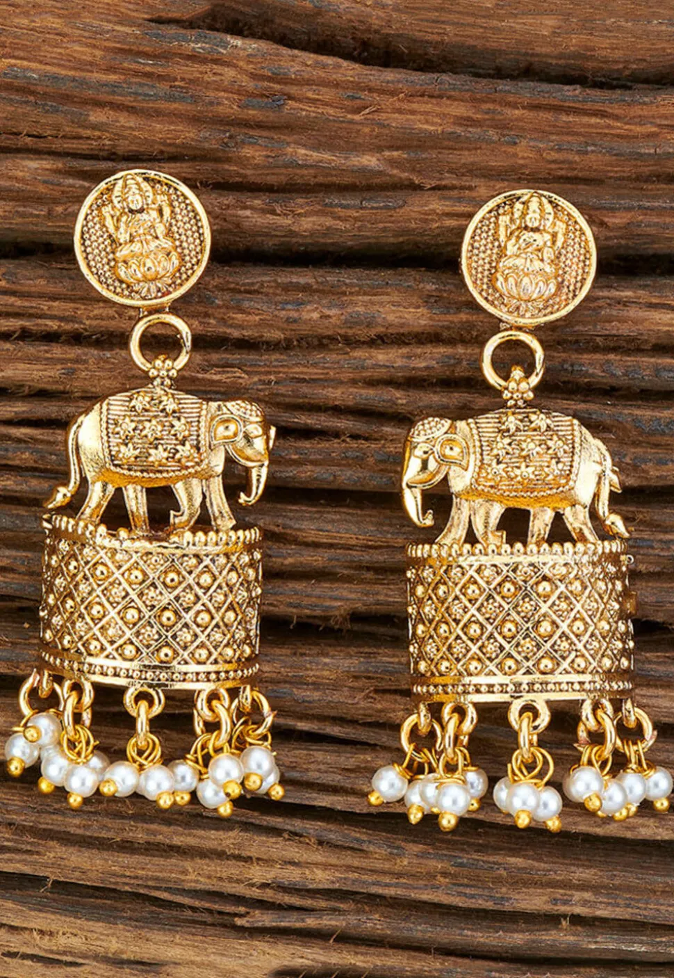 Golden Polished Jhumka Style Earrings