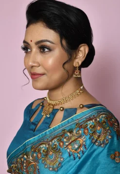 Golden Polished Pearl Temple Choker Necklace Set