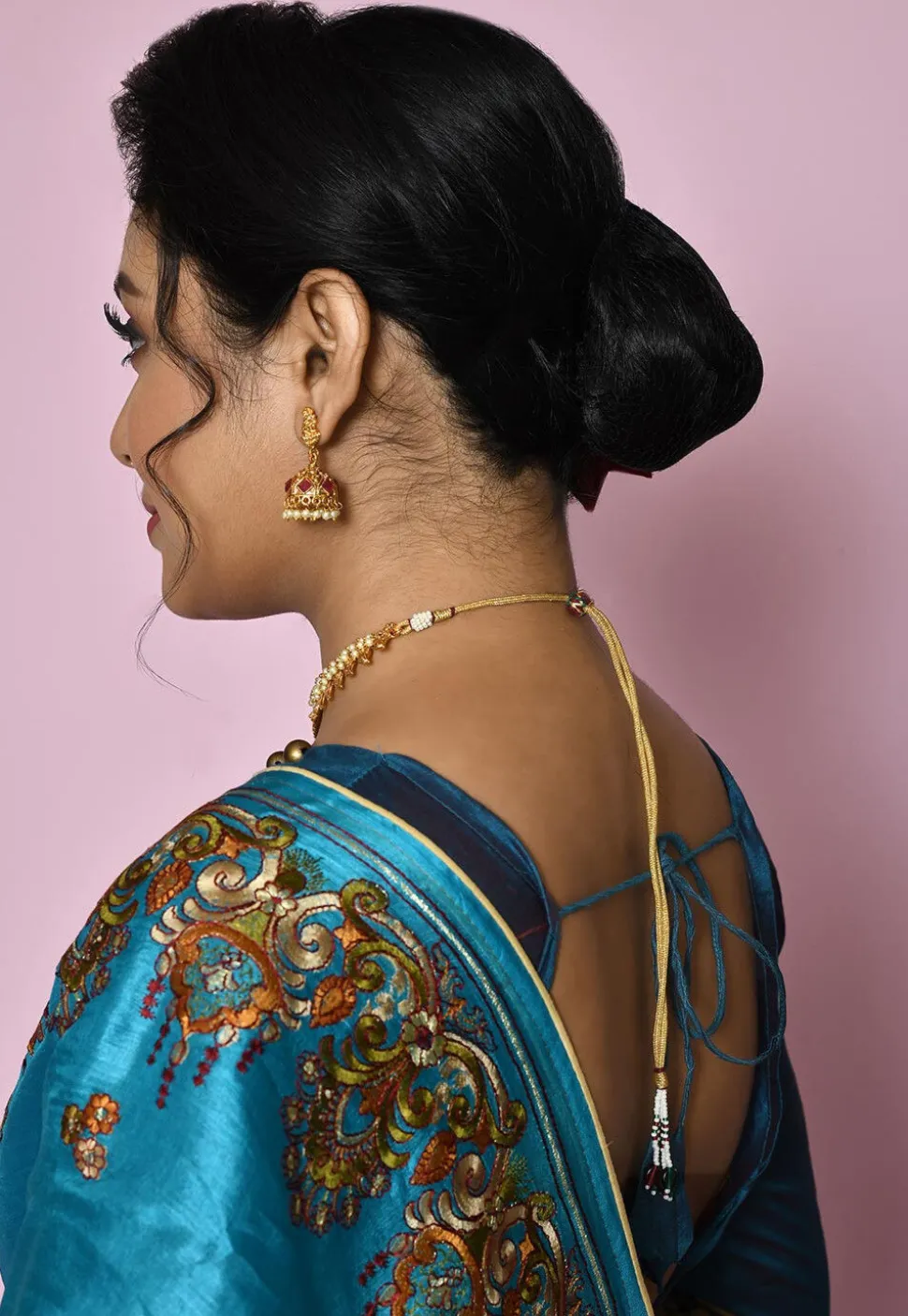 Golden Polished Pearl Temple Choker Necklace Set