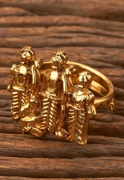 Golden Polished Temple Adjustable Ring
