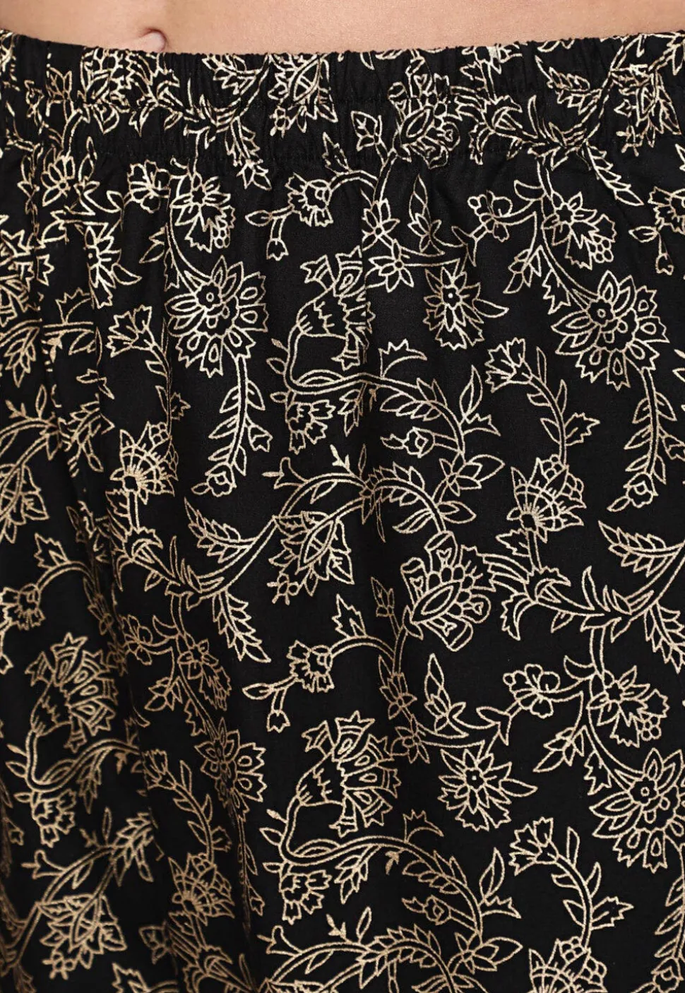 Golden Printed Cotton Pakistani Suit in Black