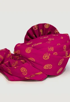 Golden Printed Cotton Unisex Turban in Magenta