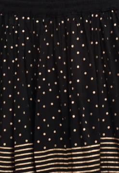 Golden Printed Pure Cotton Skirt in Black