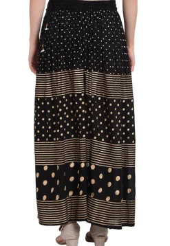 Golden Printed Pure Cotton Skirt in Black