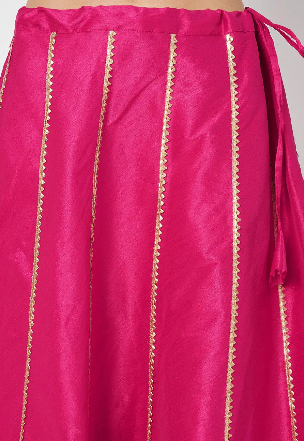 Gota Embellished Art Dupion Silk Skirt in Fuchsia