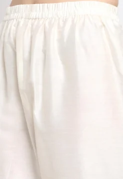 Gota Embellished Cotton Silk Pakistani Suit in Off White