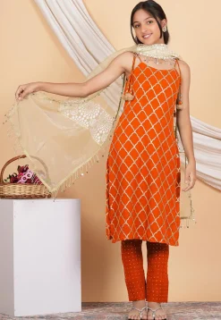 Gota Embellished Georgette Pakistani Suit in Orange