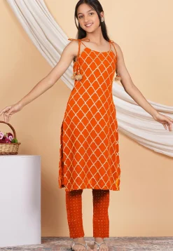 Gota Embellished Georgette Pakistani Suit in Orange