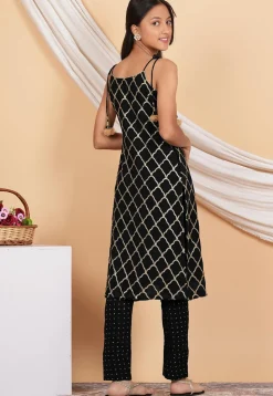 Gota Embellished Georgette Pakistani Suit in Black