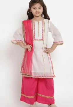 Gota Embellished Pure Chanderi Silk Pakitani Suit in White