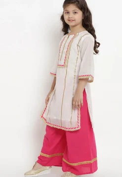 Gota Embellished Pure Chanderi Silk Pakitani Suit in White
