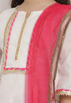 Gota Embellished Pure Chanderi Silk Pakitani Suit in White