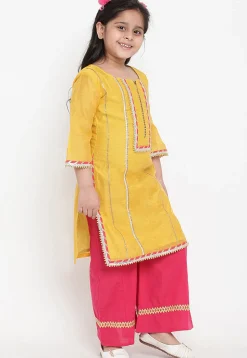 Gota Embellished Pure Chanderi Silk Pakitani Suit in Yellow