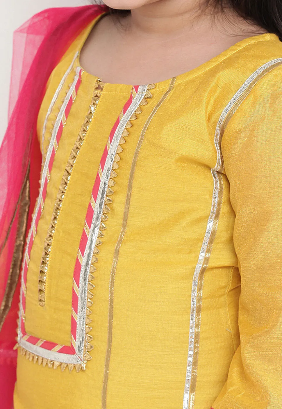 Gota Embellished Pure Chanderi Silk Pakitani Suit in Yellow