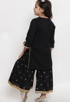 Gota Embellished Rayon Pakitani Suit in Black