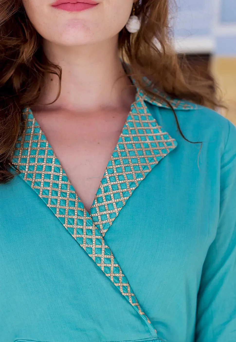 Gota Embroidered Cotton Kurta with Pant in Blue