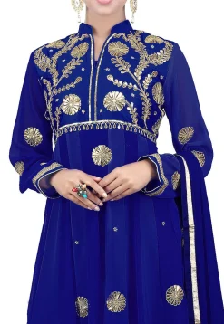 Gota Embroidered Georgette Anarkali Suit in Dark Royal Blue