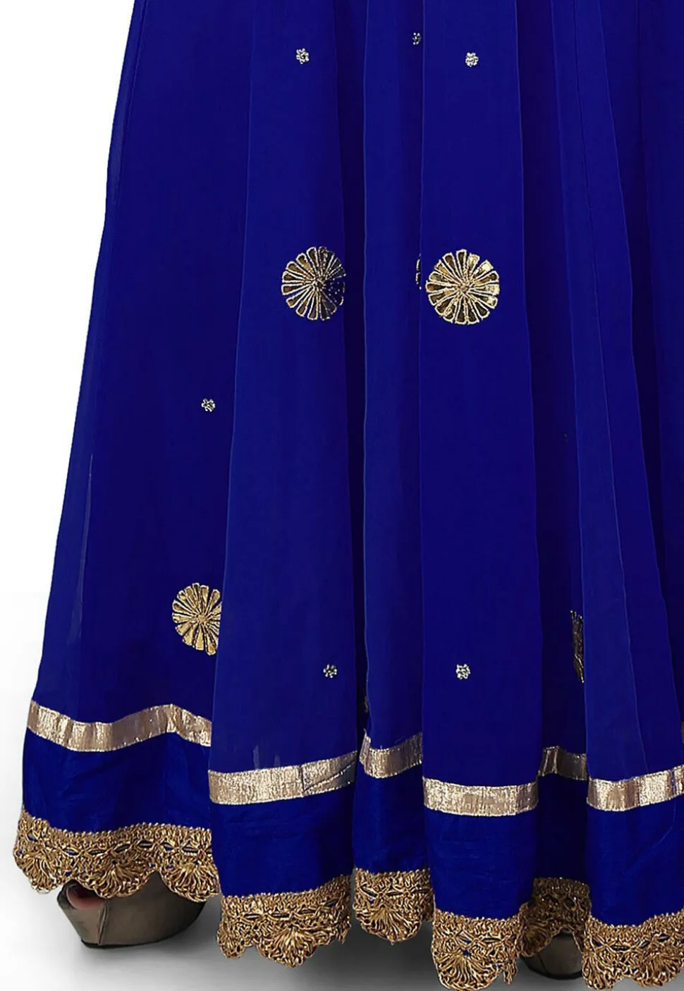 Gota Embroidered Georgette Anarkali Suit in Dark Royal Blue