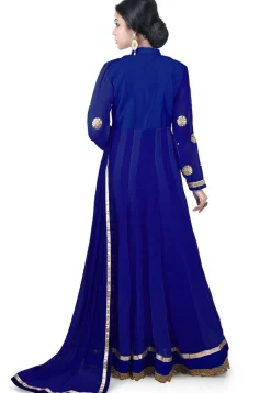 Gota Embroidered Georgette Anarkali Suit in Dark Royal Blue