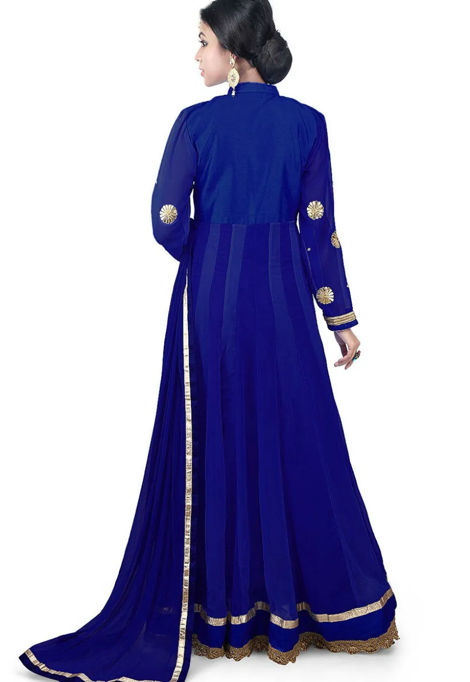 Gota Embroidered Georgette Anarkali Suit in Dark Royal Blue