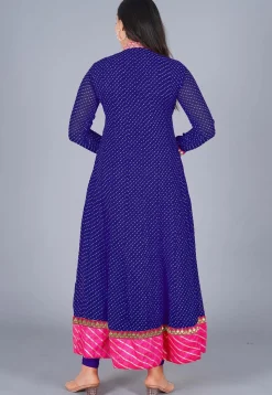 Gota Embroidered Georgette(Mothra) Anarkali Suit in Royal Blue