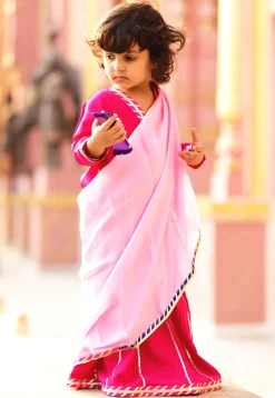 Gota Lace Art Silk Lehenga in Fuchsia