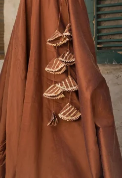 Gota Lace Cotton Silk A Line Suit in Brown