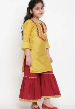 Gota Lace Rayon Pakistani Suit in Mustard