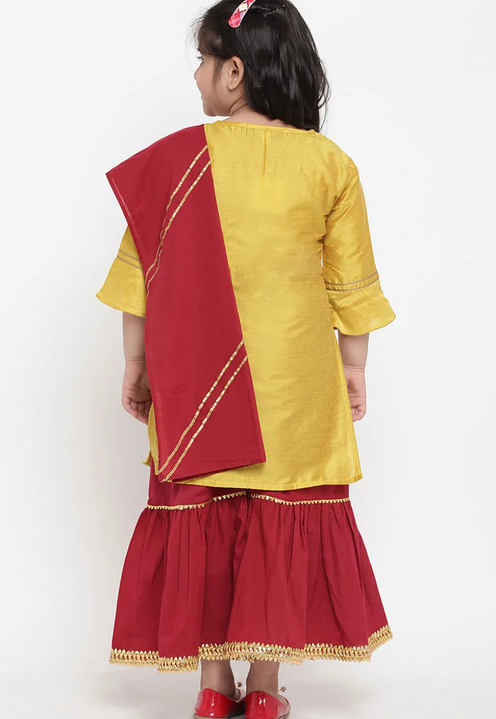 Gota Lace Rayon Pakistani Suit in Mustard