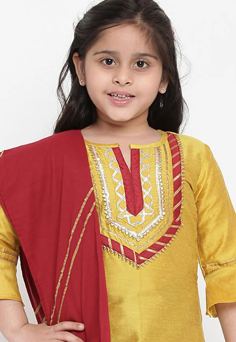 Gota Lace Rayon Pakistani Suit in Mustard