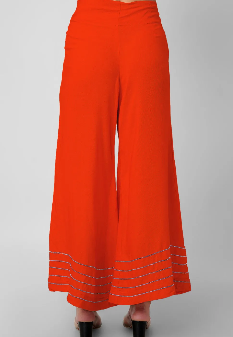 Gota Lace Rayon Palazzo in Orange