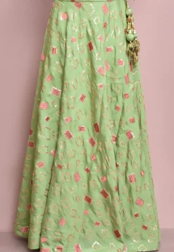 Gota Patti Art Silk Lehenga in Light Green