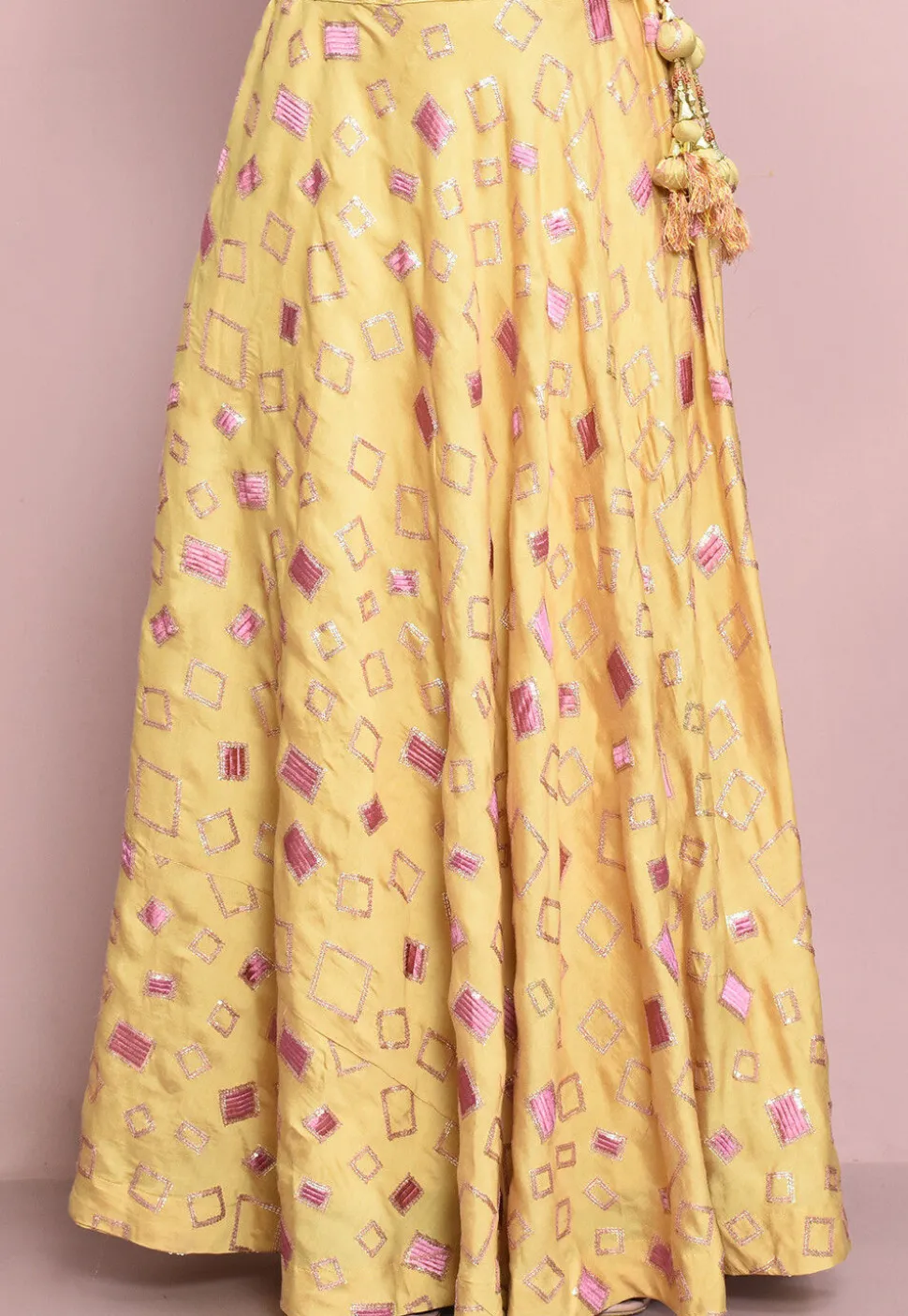 Gota Patti Art Silk Lehenga in Yellow