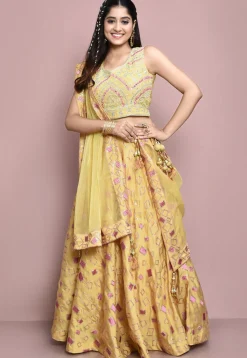 Gota Patti Art Silk Lehenga in Yellow
