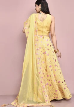 Gota Patti Art Silk Lehenga in Yellow