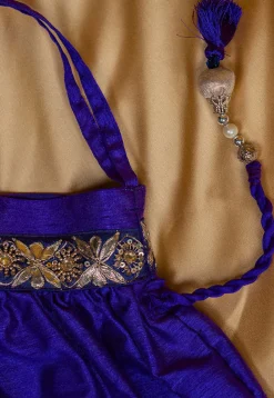 Gota Patti Art Silk Potli Bag in Royal Blue