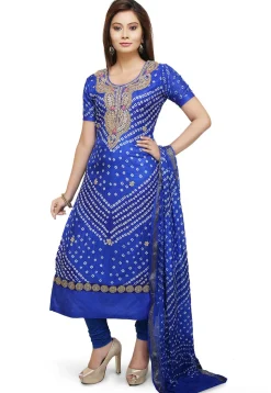 Gota Patti Art Silk Straight Suit in Royal Blue