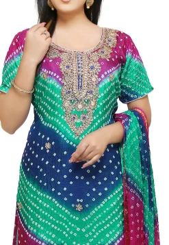 Gota Patti Art Silk Straight Suit in Multicolor