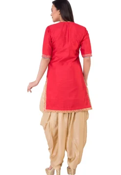 Gota Patti Bhagalpuri Silk Punjabi Suit in Red