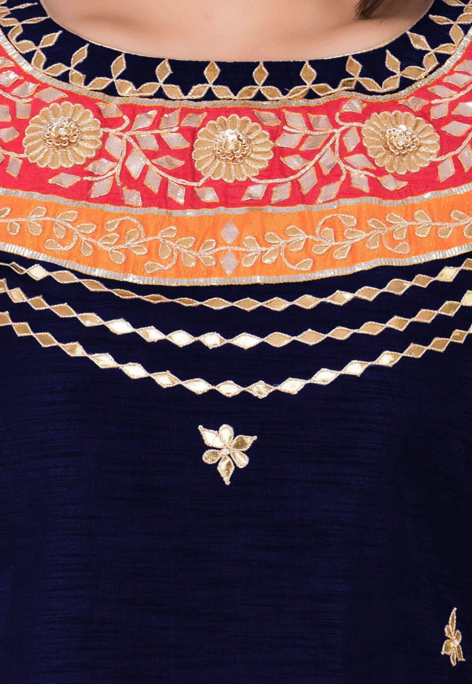 Gota Patti Bhagalpuri Silk Punjabi Suit in Blue