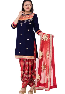 Gota Patti Bhagalpuri Silk Punjabi Suit in Blue