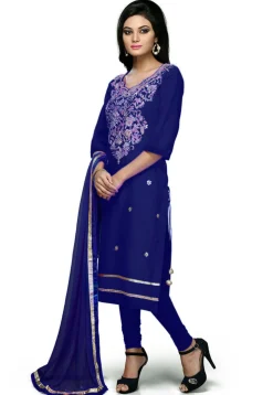 Gota Patti Chanderi Cotton Straight Suit in Dark Blue