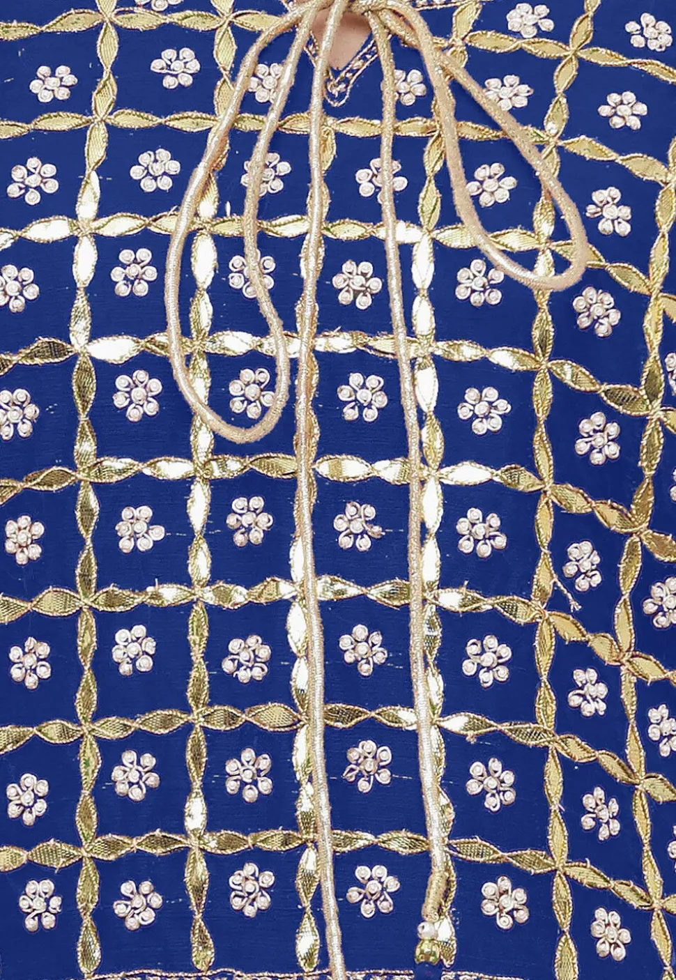 Gota Patti Chanderi Silk Straight Suit in Royal Blue