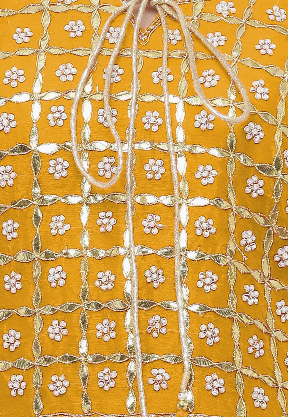 Gota Patti Chanderi Silk Straight Suit in Yellow