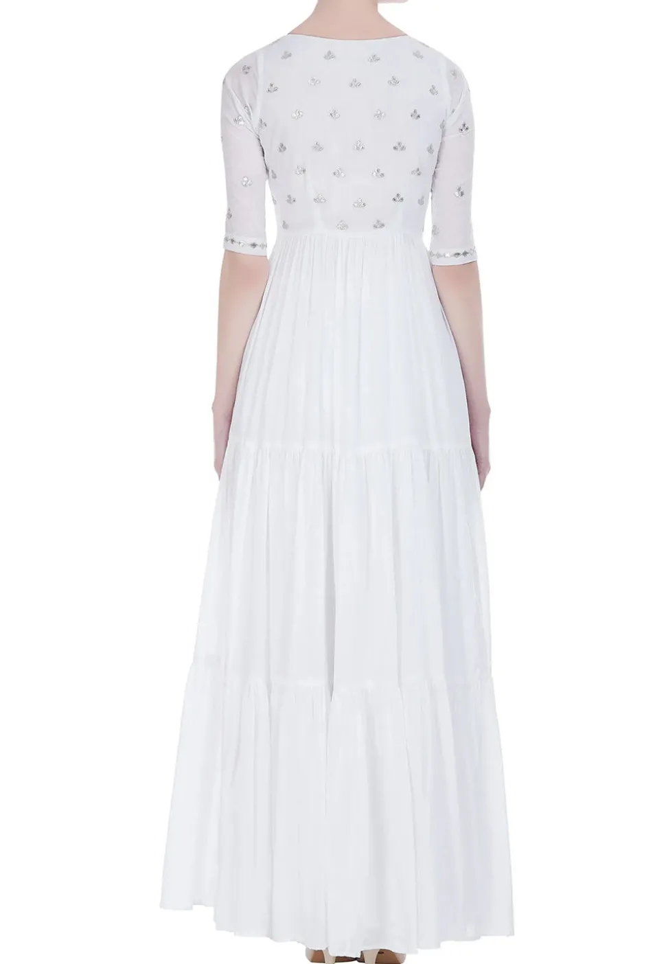 Gota Patti Cotton Abaya Style Suit in White
