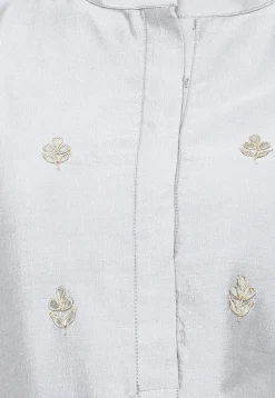 Gota Patti Cotton Silk Straight Suit in Light Grey