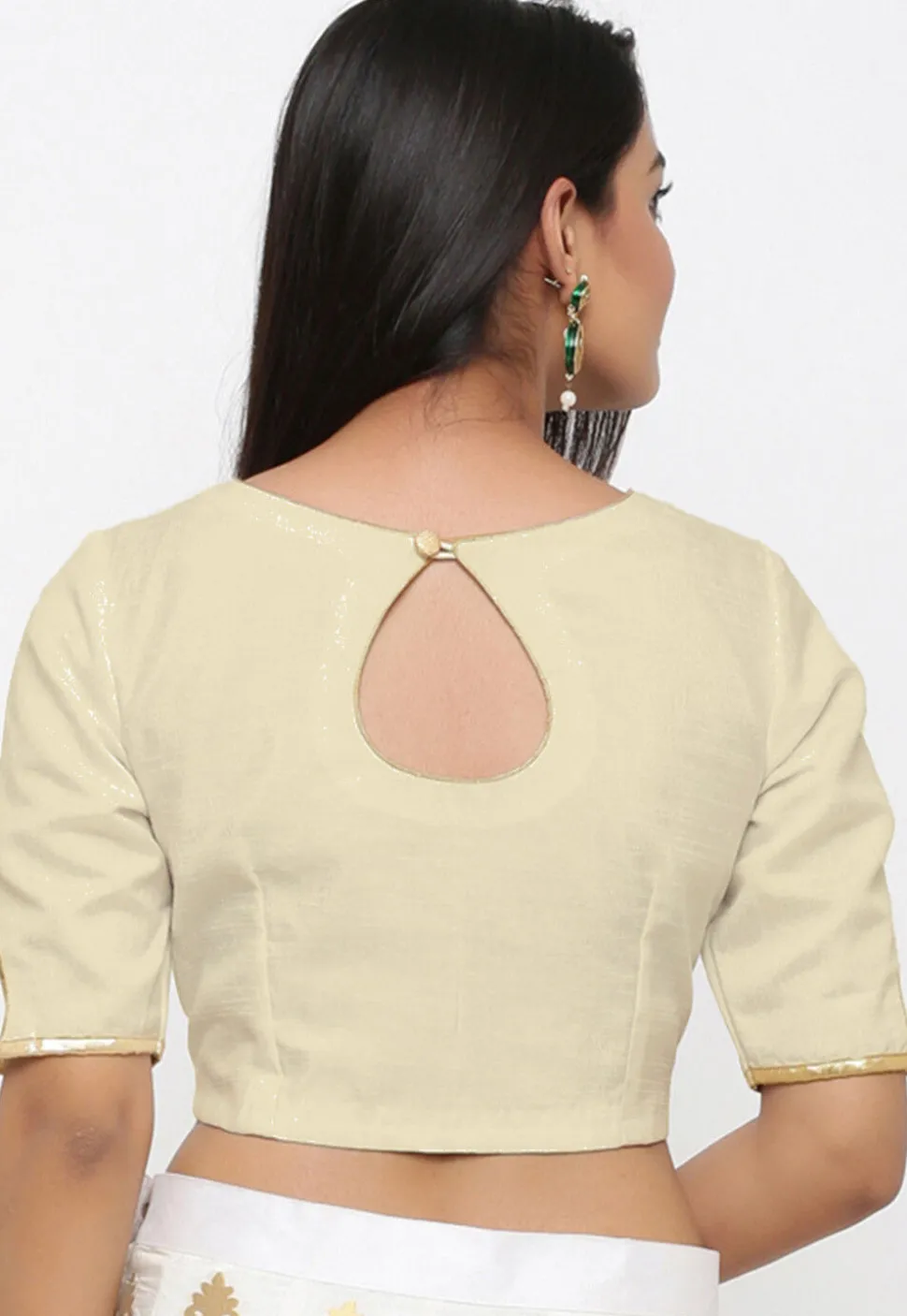 Gota Patti Dupion Silk Blouse in Beige